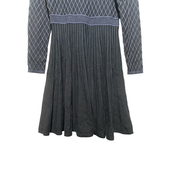 Sold Hugo Boss Wedressy Pleated Dress Size Medium Blue Silk Blend Long Sleeve - Picture 16 of 16